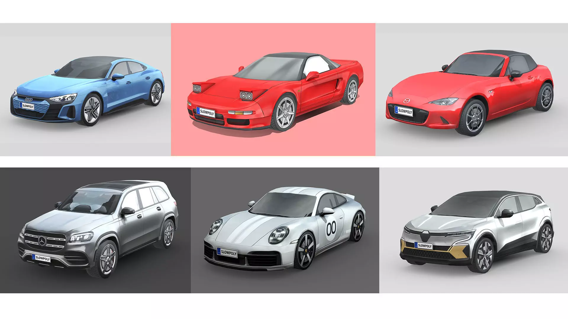 Low-Poly Car Pack 011 - Dynamic Drivers 3D Model Collection_0