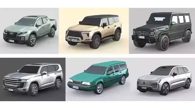 Low-Poly Car Pack 014 - Elegant Estates 3D Model Collection