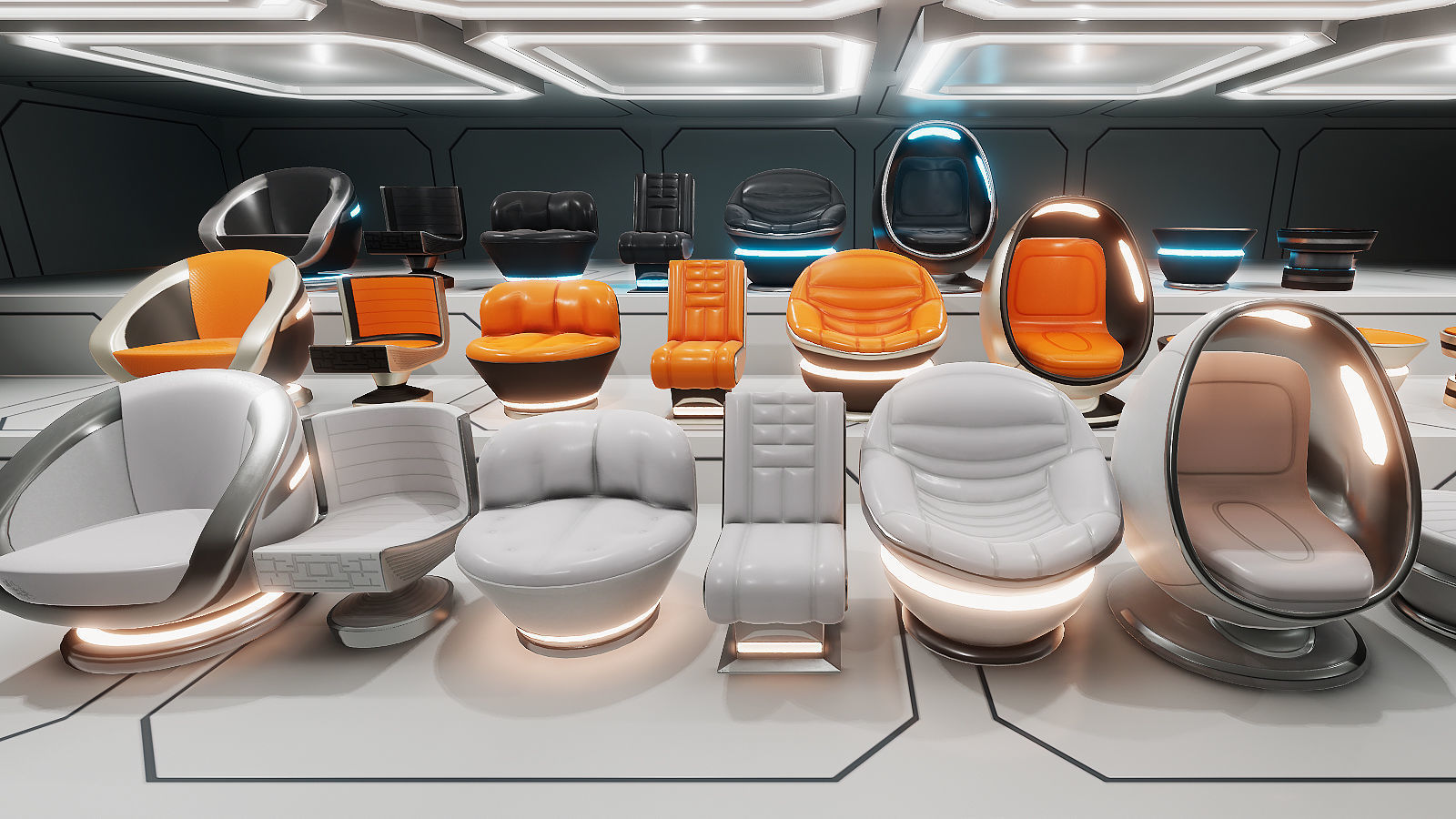 Sci-Fi Furniture and Props Low-poly 3D model_7