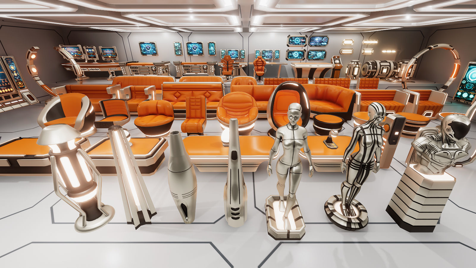 Sci-Fi Furniture and Props Low-poly 3D model_3