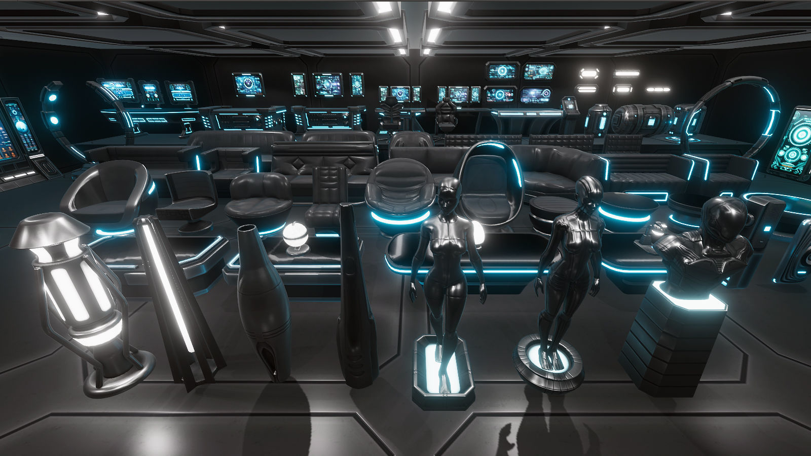 Sci-Fi Furniture and Props Low-poly 3D model_2