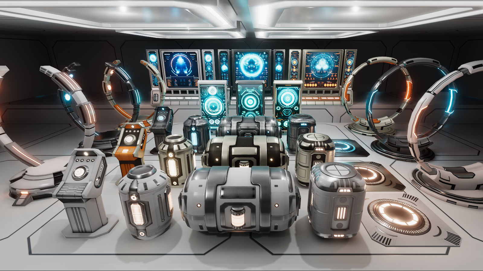 Sci-Fi Furniture and Props Low-poly 3D model_10