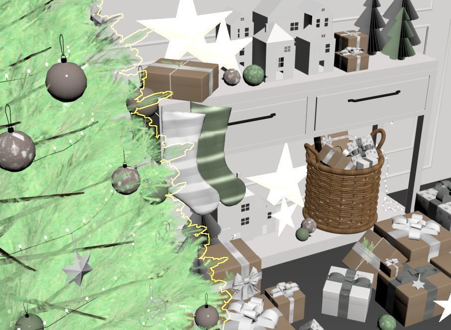 Christmas Decoration Set 01 3D model_13