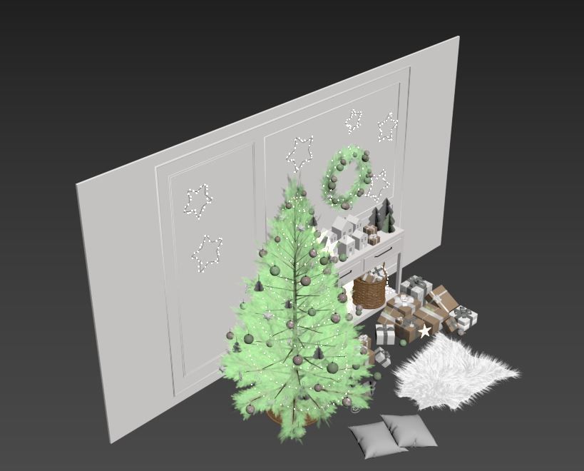 Christmas Decoration Set 01 3D model_11