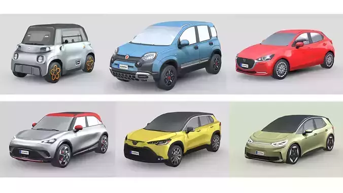 Low-Poly Car Pack 015 - Compact Commuters 3D Model Collection