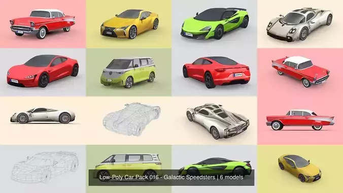 Low-Poly Car Pack 016 - Galactic Speedsters