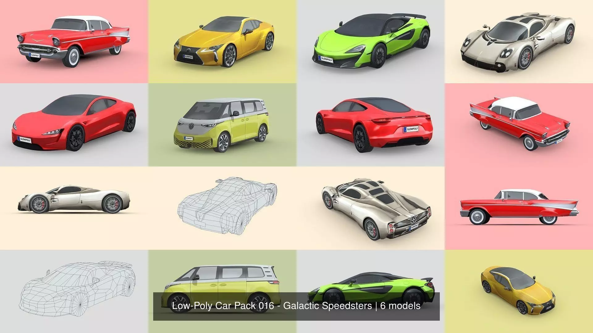Low-Poly Car Pack 016 - Galactic Speedsters 3D Model Collection_1
