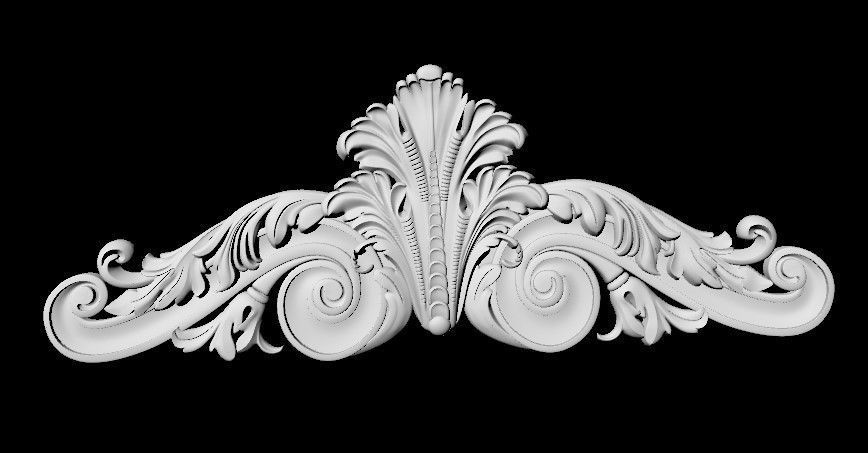 Central decor ornament for furniture 3D model_2