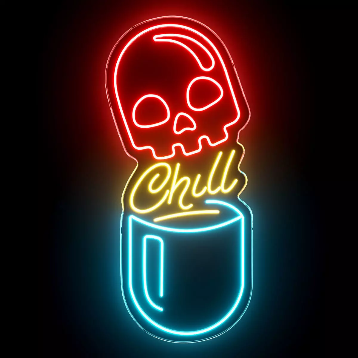 Chill Pill Neon Sign 3D model_0