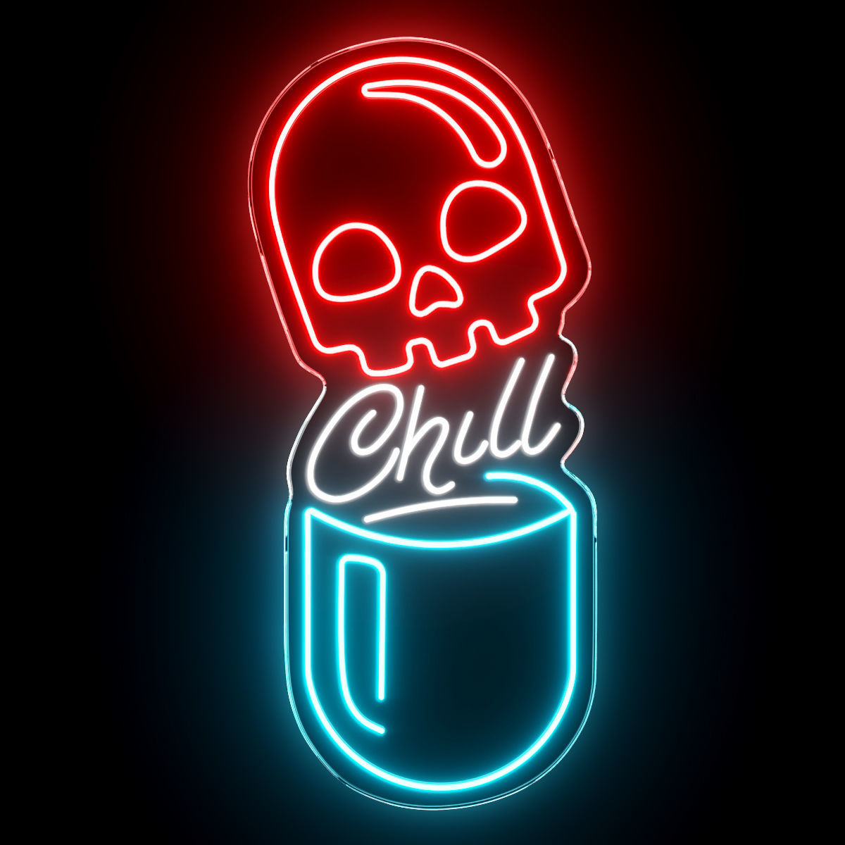 Chill Pill Neon Sign 3D model_1