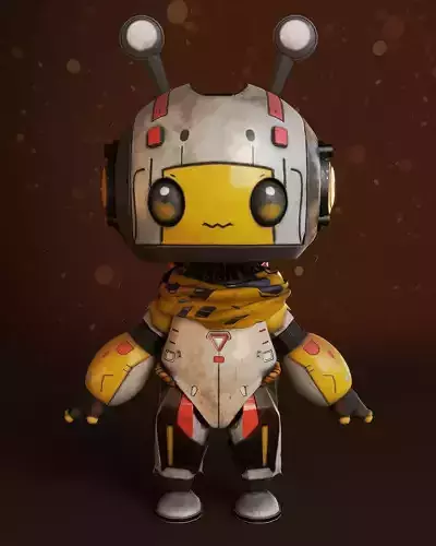 Cute Robot Low-poly 3D model