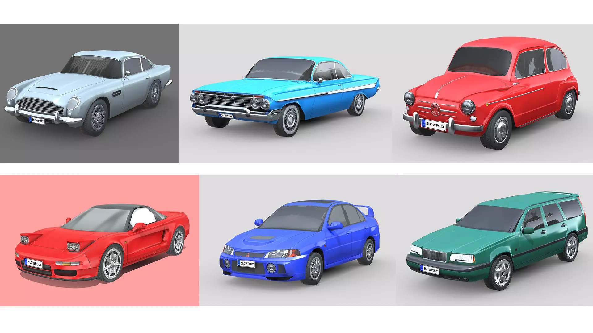 Low-Poly Car Pack 018 - Retro Vibes 3D Model Collection_0