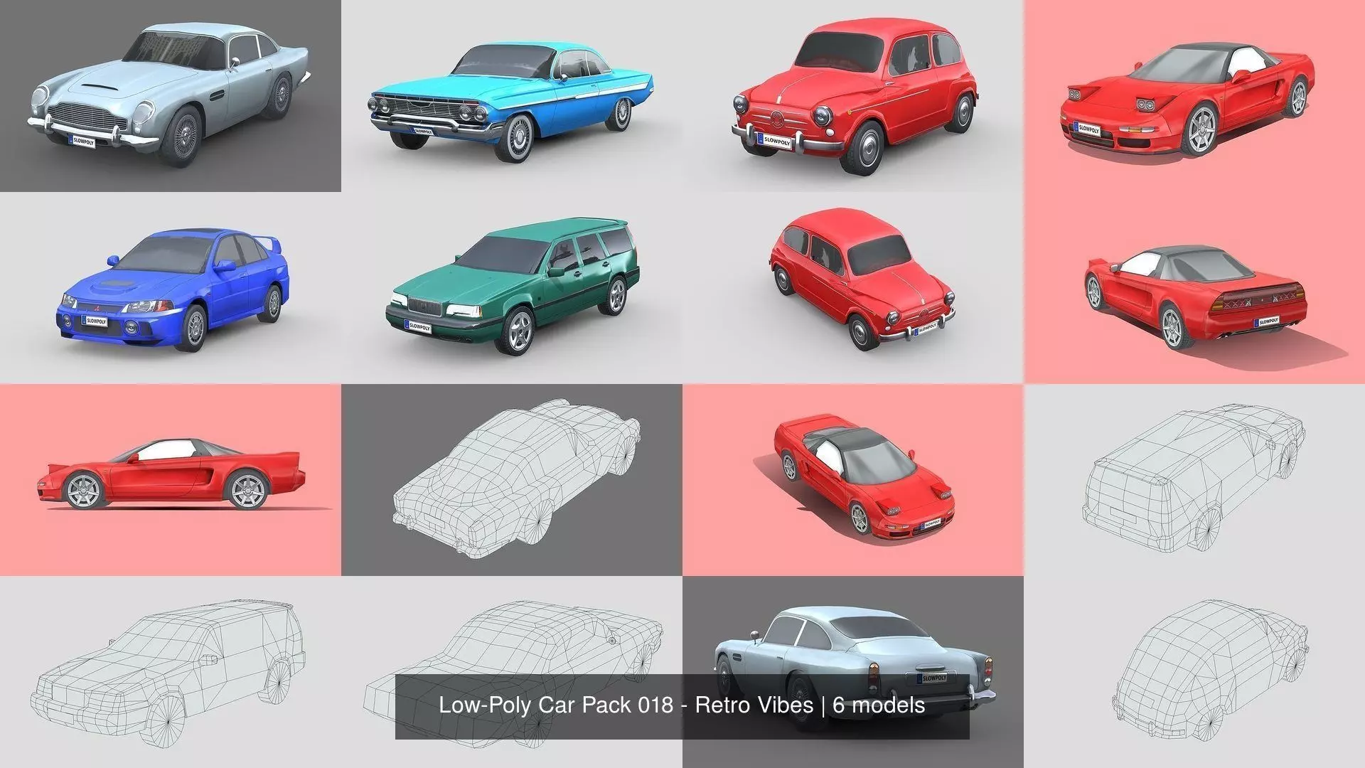 Low-Poly Car Pack 018 - Retro Vibes 3D Model Collection_1