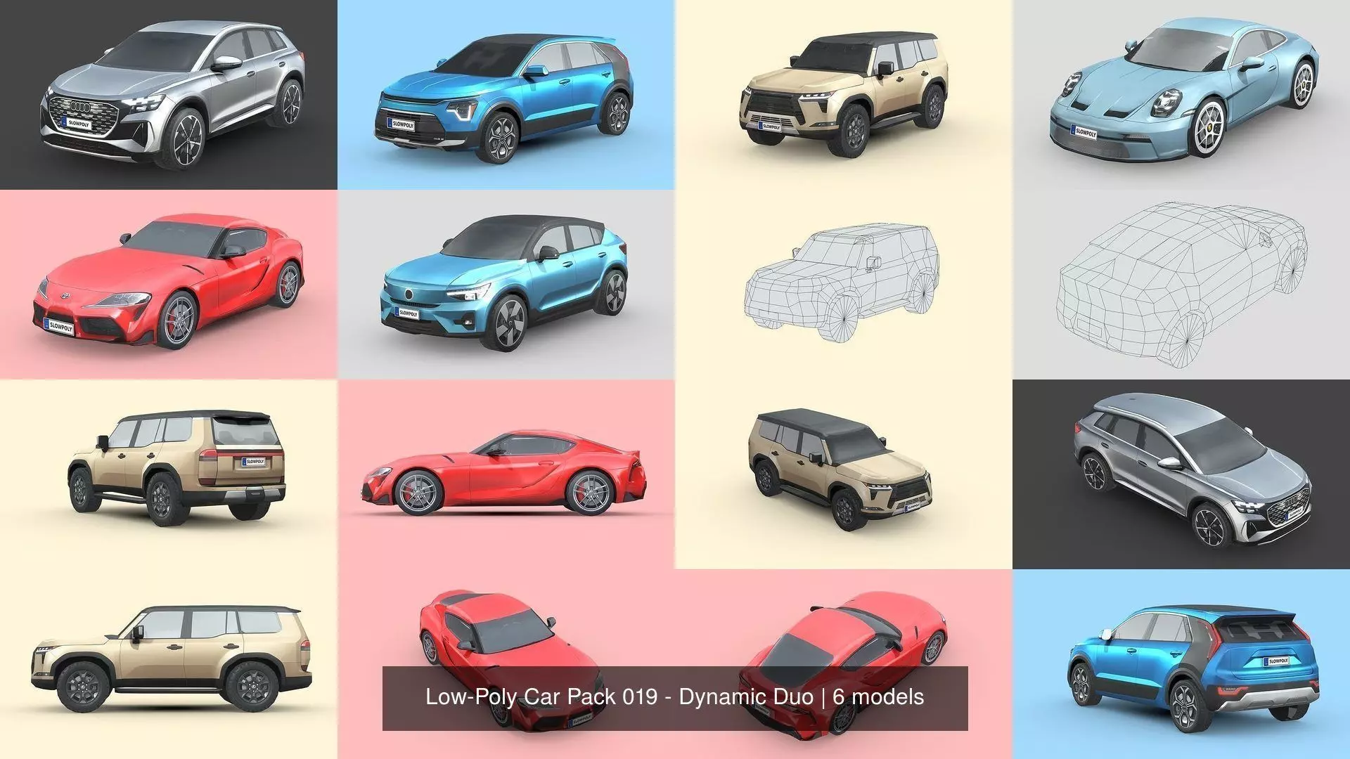 Low-Poly Car Pack 019 - Dynamic Duo 3D Model Collection_1
