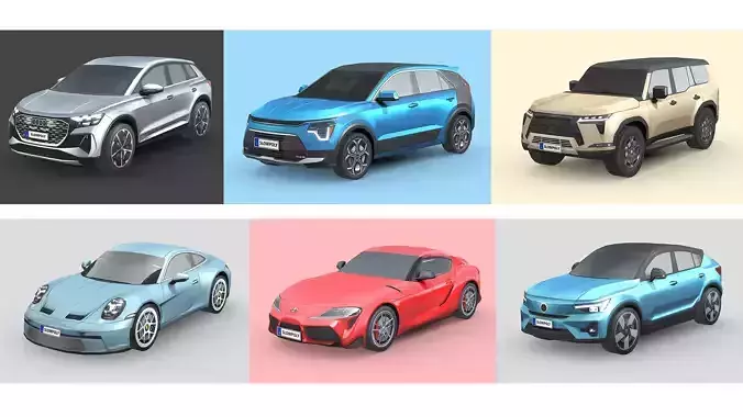 Low-Poly Car Pack 019 - Dynamic Duo 3D Model Collection