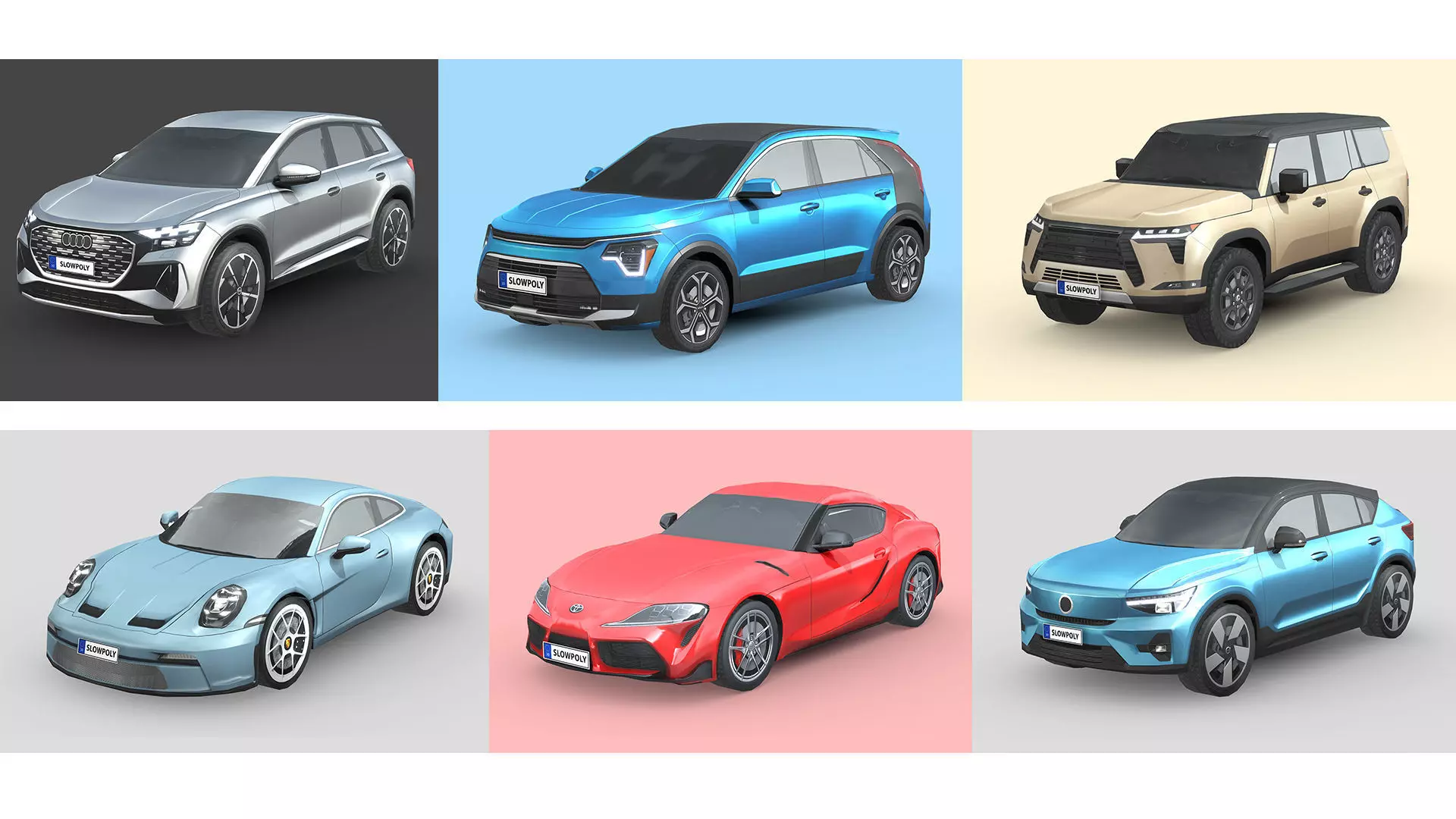 Low-Poly Car Pack 019 - Dynamic Duo 3D Model Collection_0