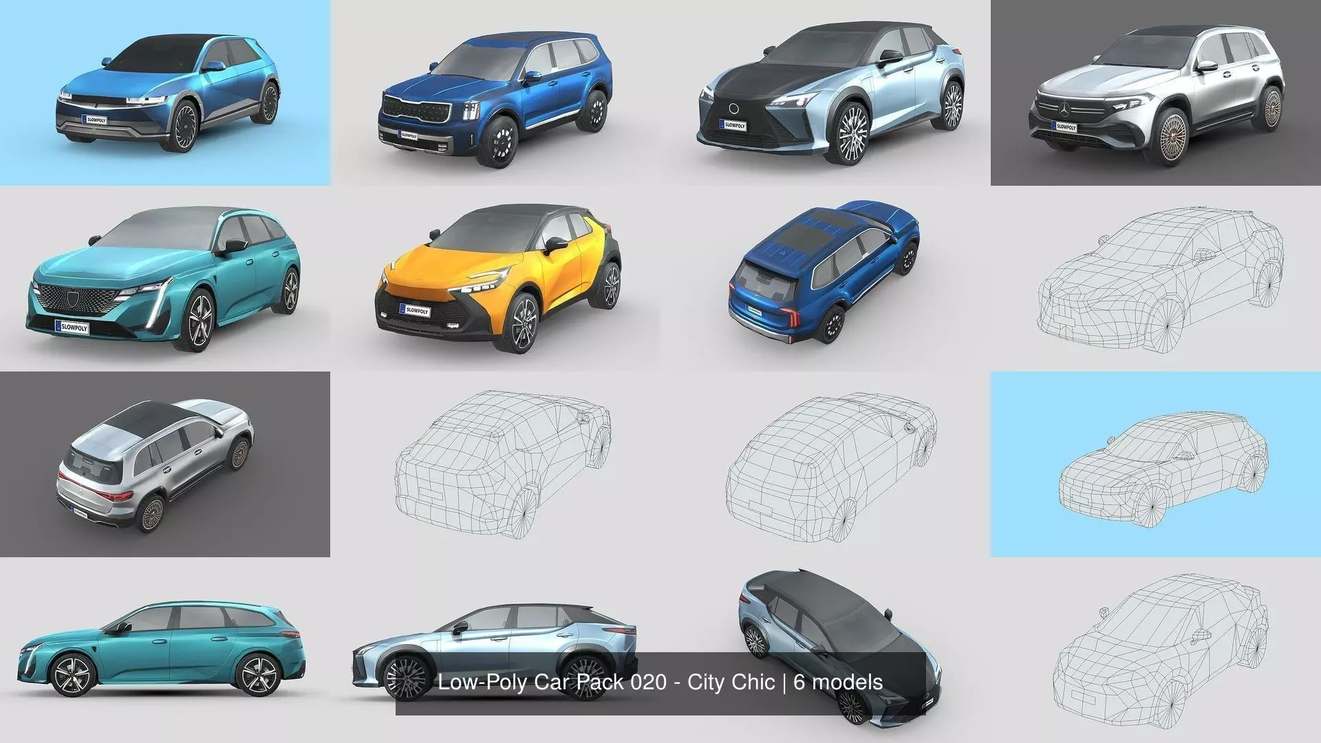 Low-Poly Car Pack 020 - City Chic 3D Model Collection_1