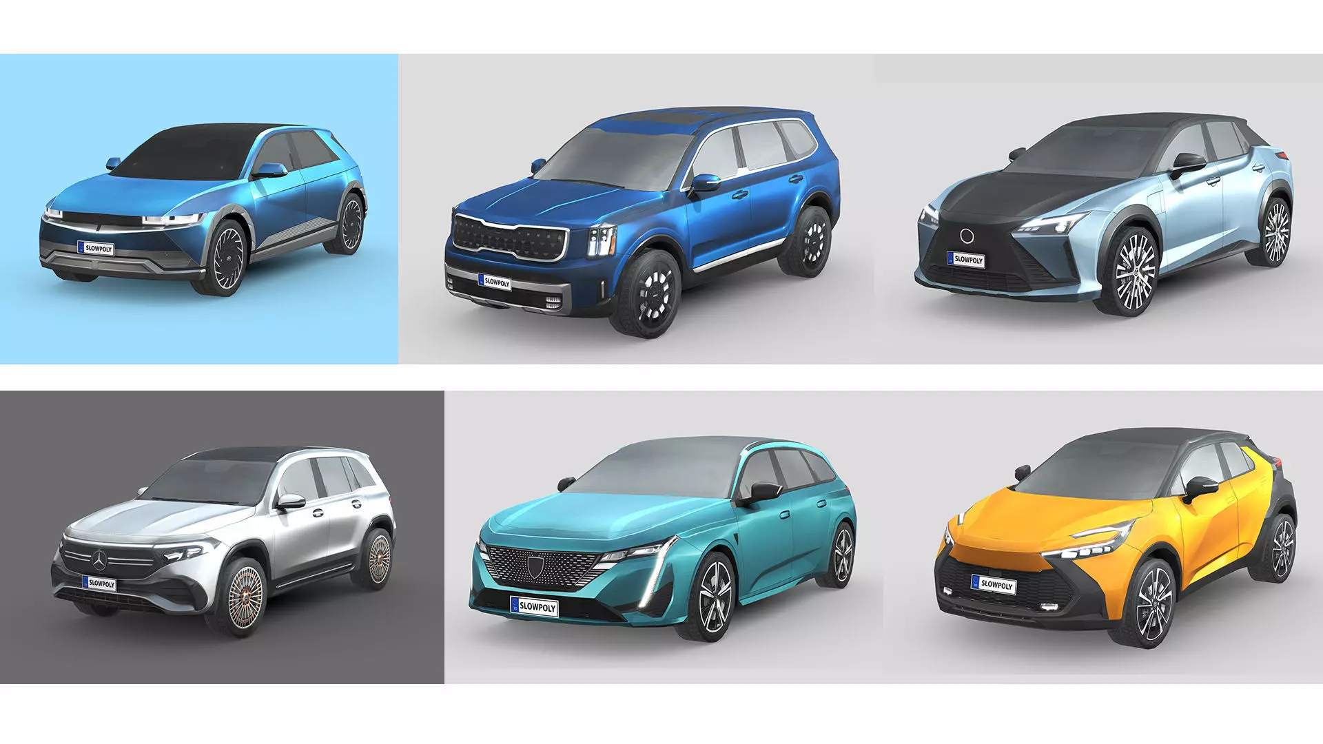 Low-Poly Car Pack 020 - City Chic 3D Model Collection_0