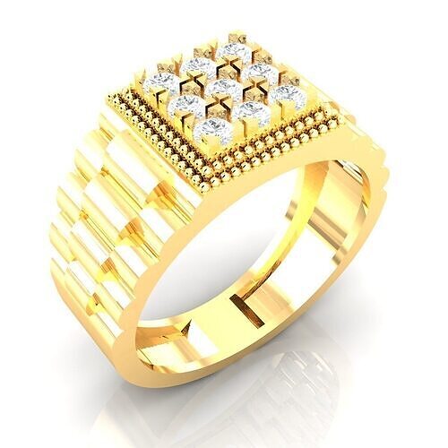 MENS Diamond Ring with brilliant cut diamonds 3D print model