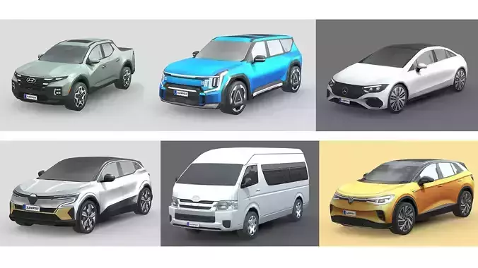 Low-Poly Car Pack 022 - Urban Adventurers 3D Model Collection