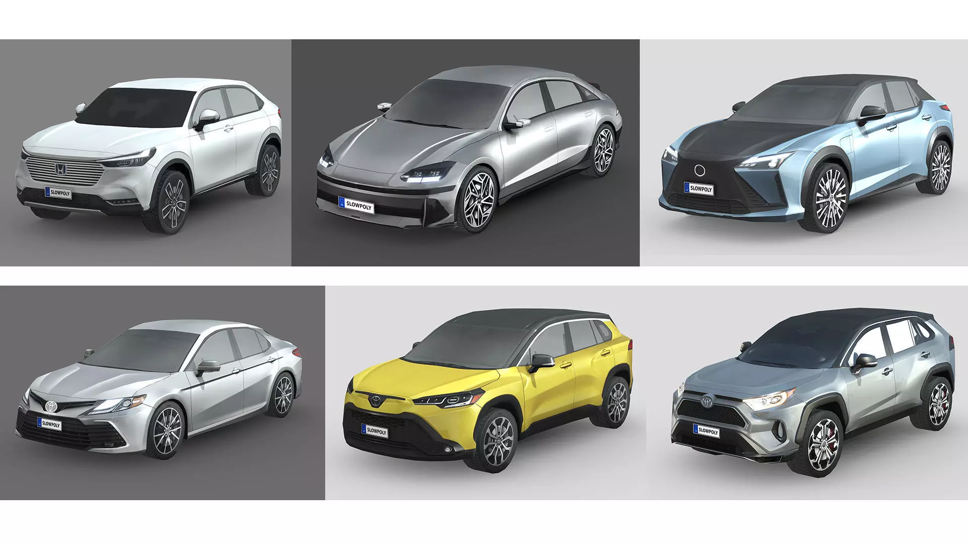 Low-Poly Car Pack 023 - High-Tech Hybrids 3D Model Collection_0