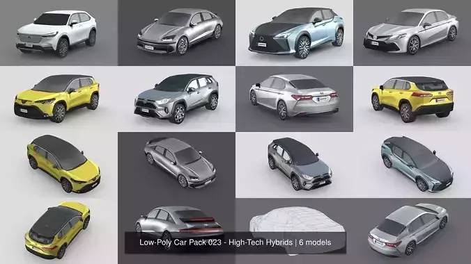 Low-Poly Car Pack 023 - High-Tech Hybrids