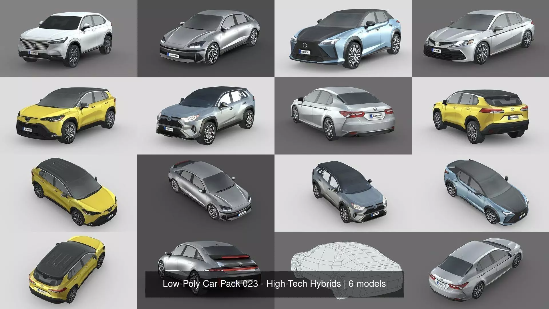Low-Poly Car Pack 023 - High-Tech Hybrids 3D Model Collection_1