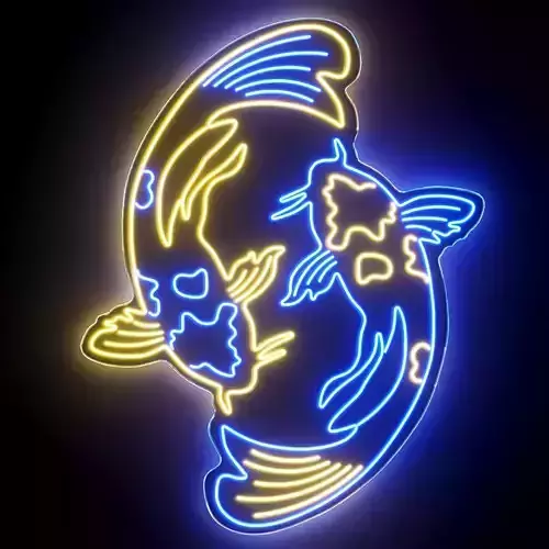 Koi Fish Neon Sign 3D model
