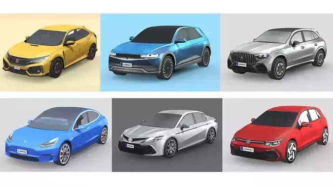 Low-Poly Car Pack 024 - Global Favorites 3D Model Collection