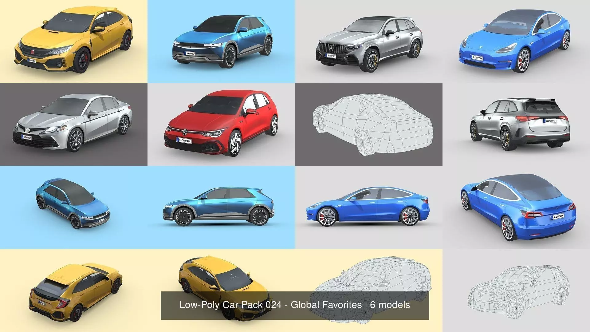 Low-Poly Car Pack 024 - Global Favorites 3D Model Collection_1