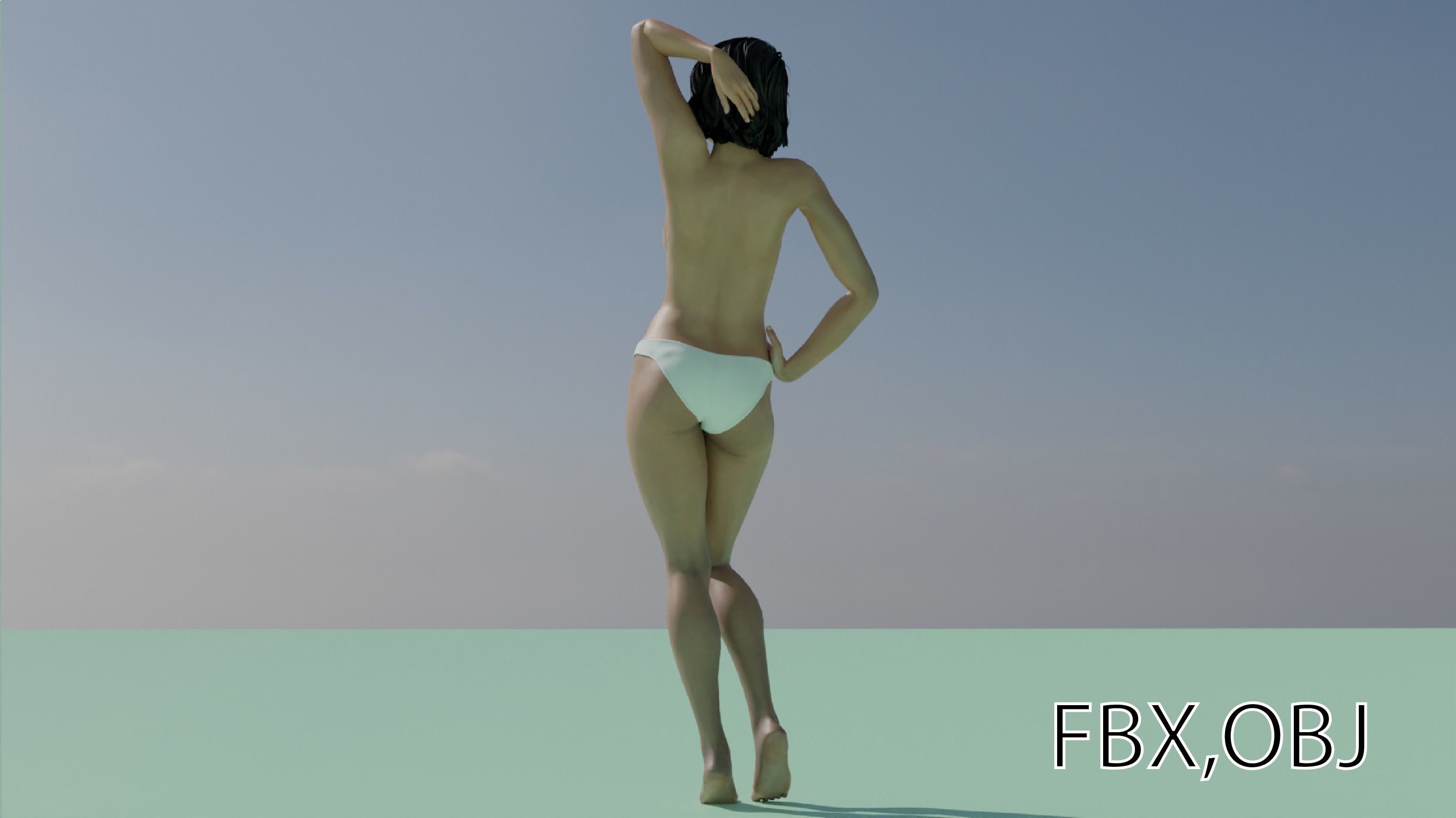 Realistic Female Full Human body with Rigged  Low-poly 3D model_7