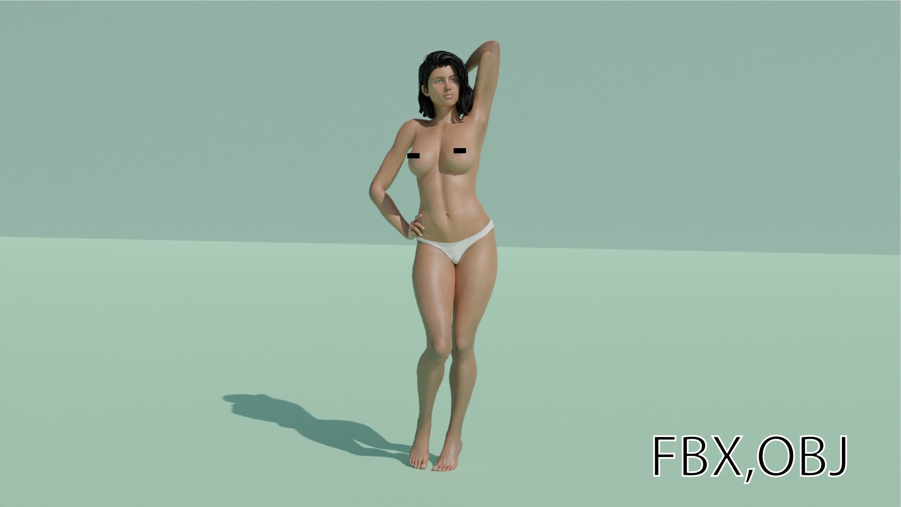 Realistic Female Full Human body with Rigged  Low-poly 3D model_4