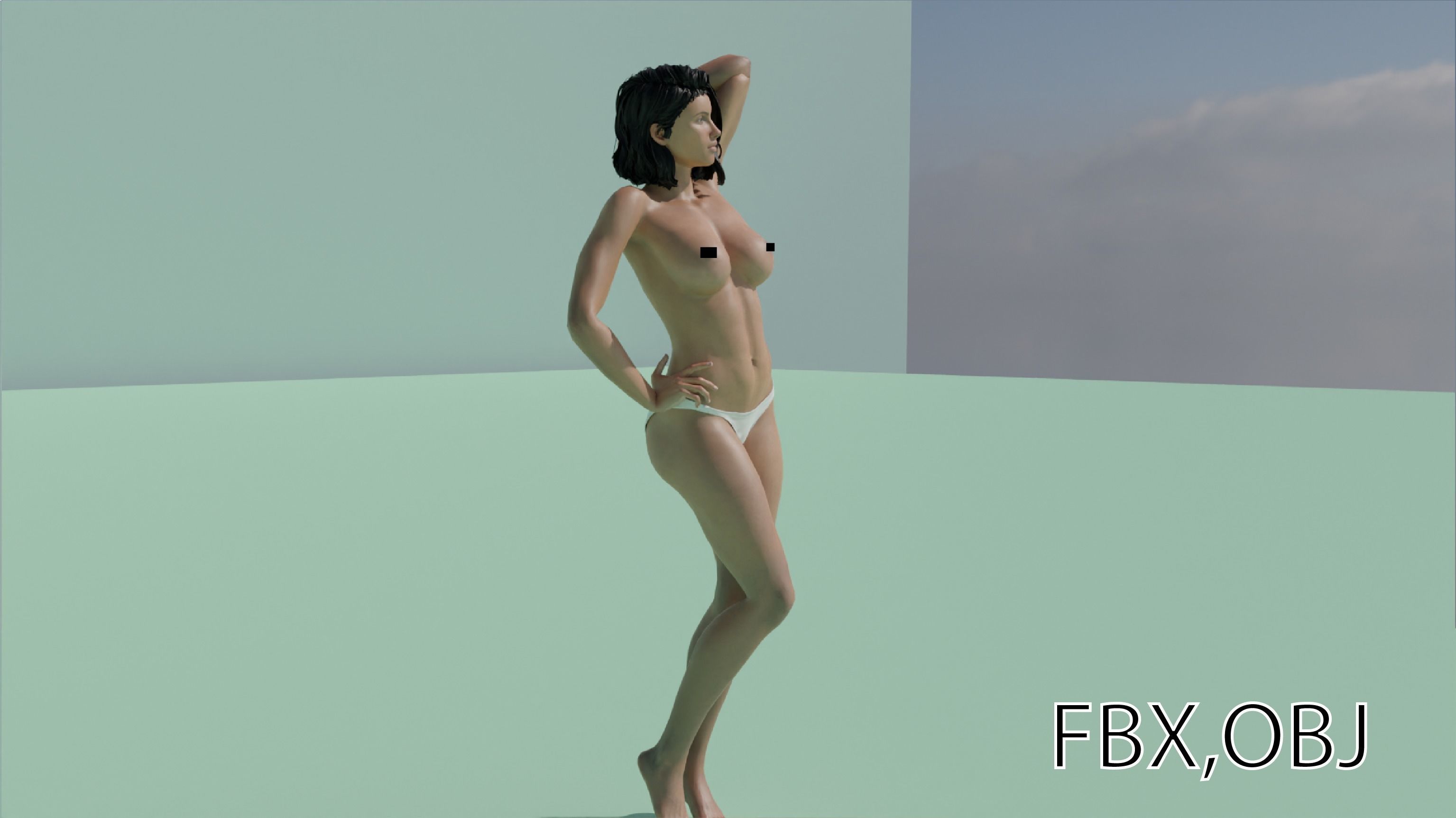 Realistic Female Full Human body with Rigged  Low-poly 3D model_8