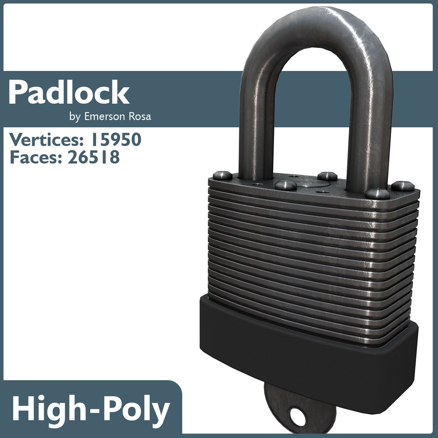 Padlock two padlocks 3D model_6