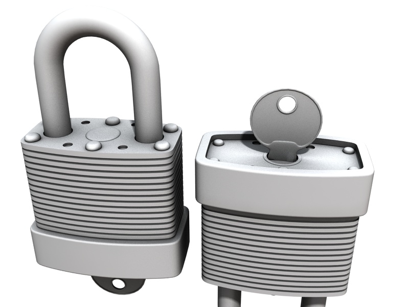 Padlock two padlocks 3D model_2
