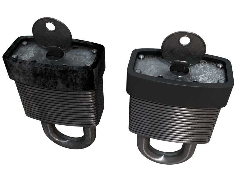 Padlock two padlocks 3D model_1