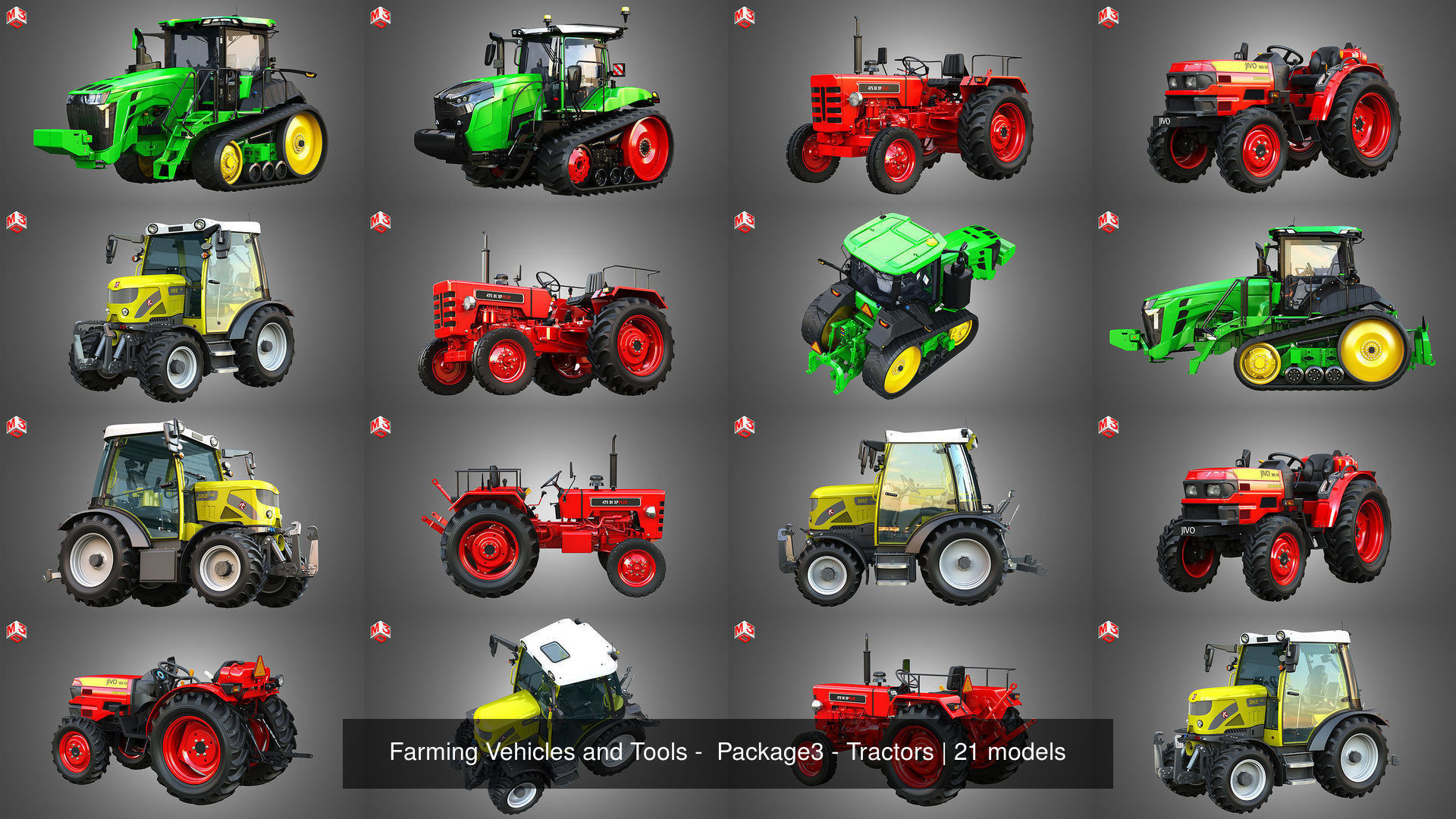 Farming Vehicles and Tools - Package3 - Tractors 3D Model Collection_16
