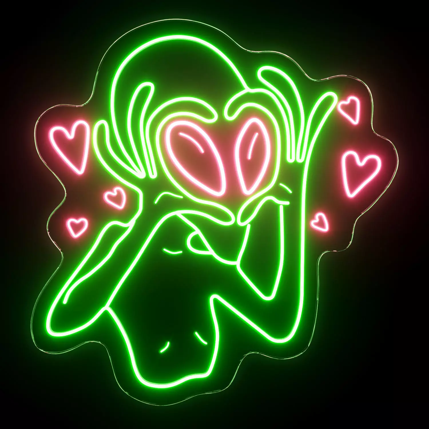 Alien In Love Neon Sign 3D model_0