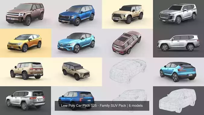 Low-Poly Car Pack 025 - Family SUV Pack