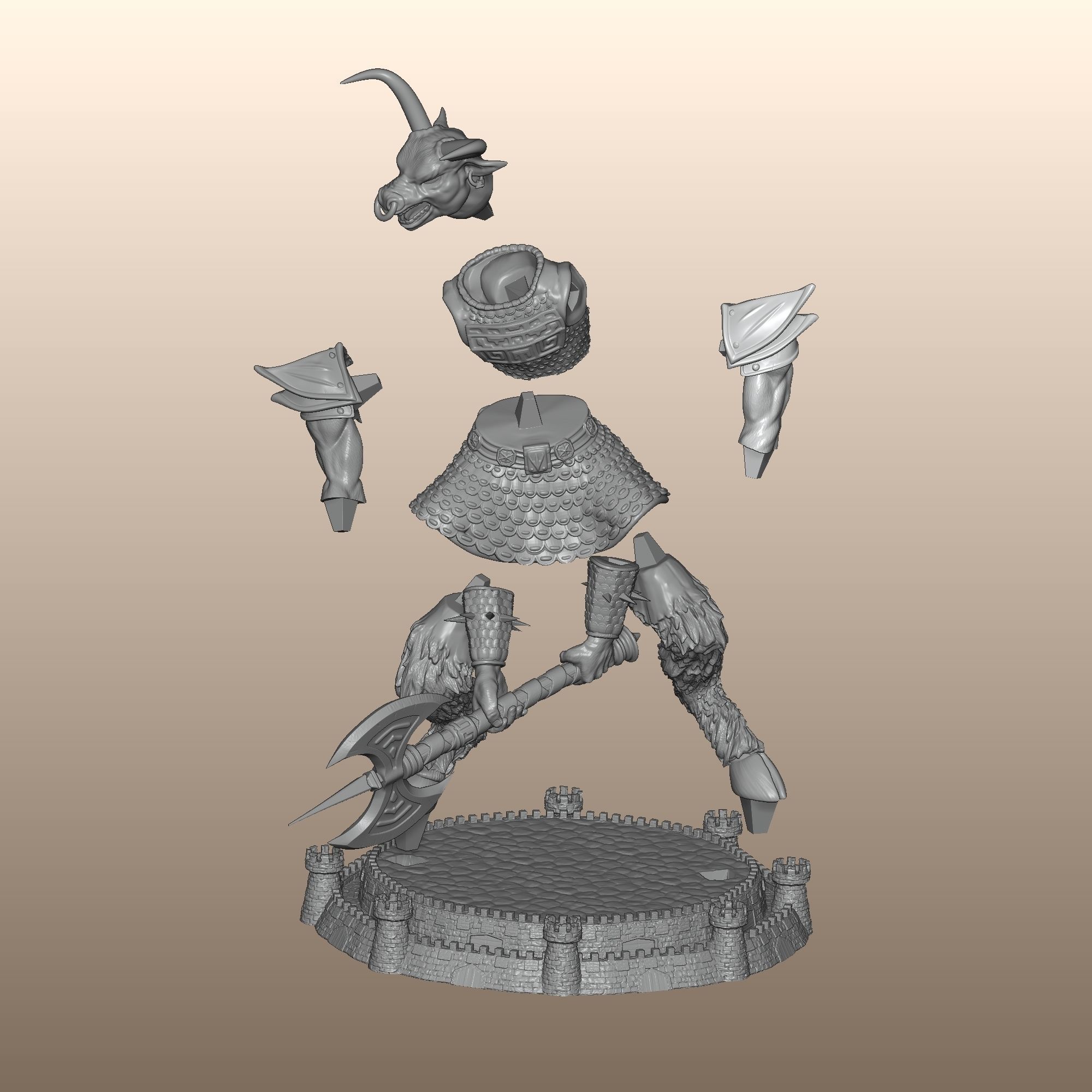 Heroes 3 Minotaur King of Dungeon 3D print model_7