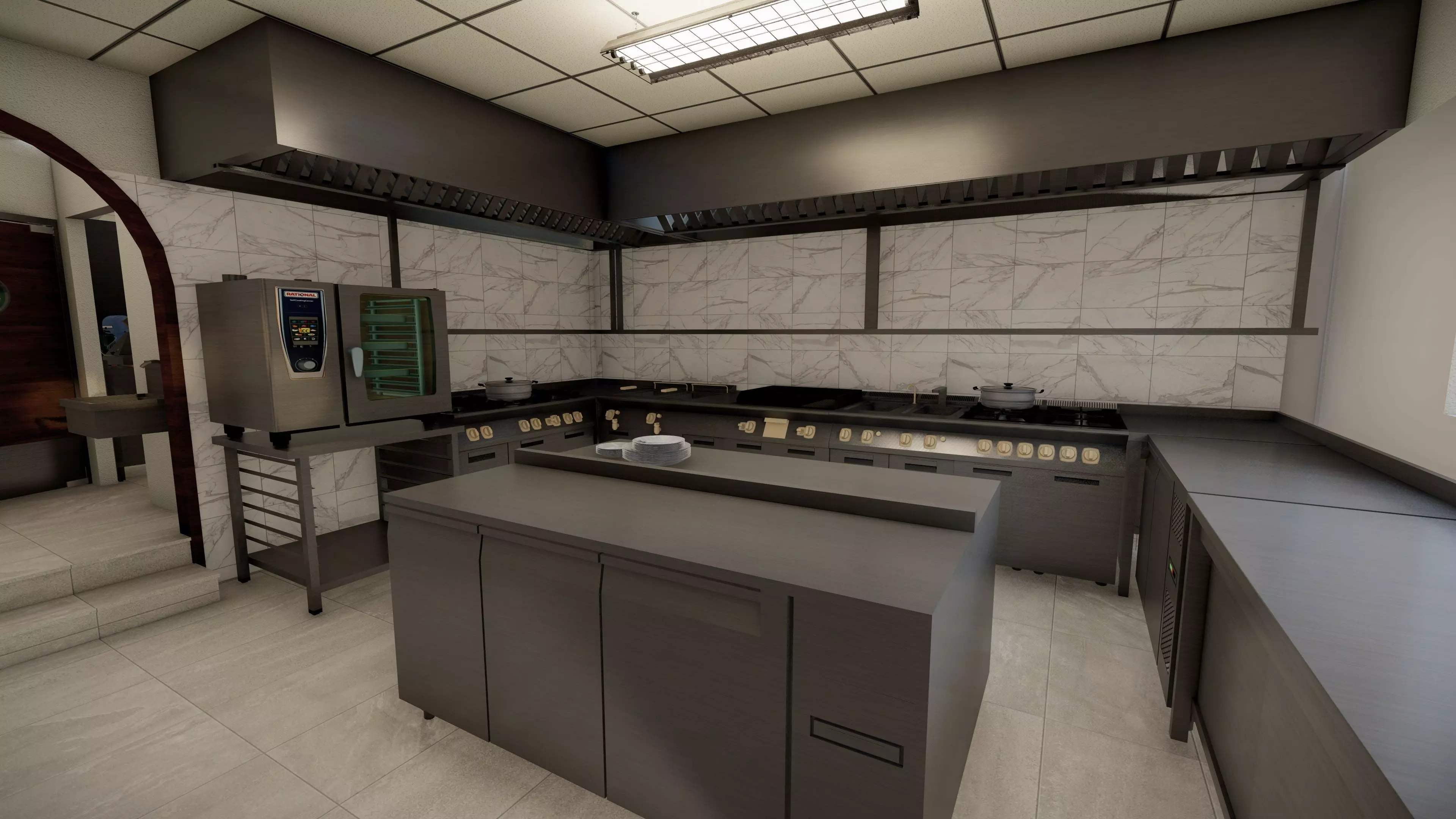 Commercial Restaurant Kitchen Project 3D model_0