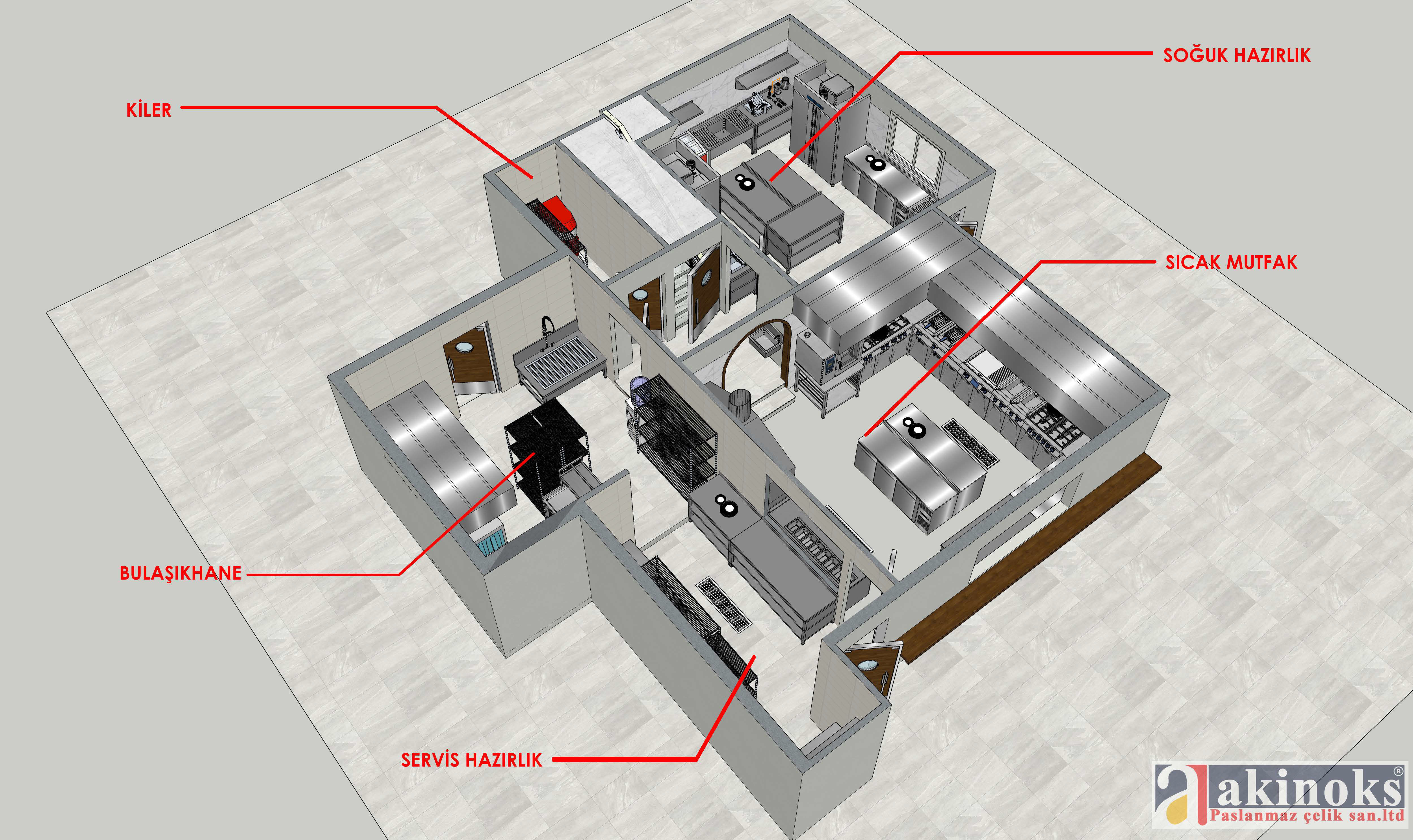 Commercial Restaurant Kitchen Project 3D model_2