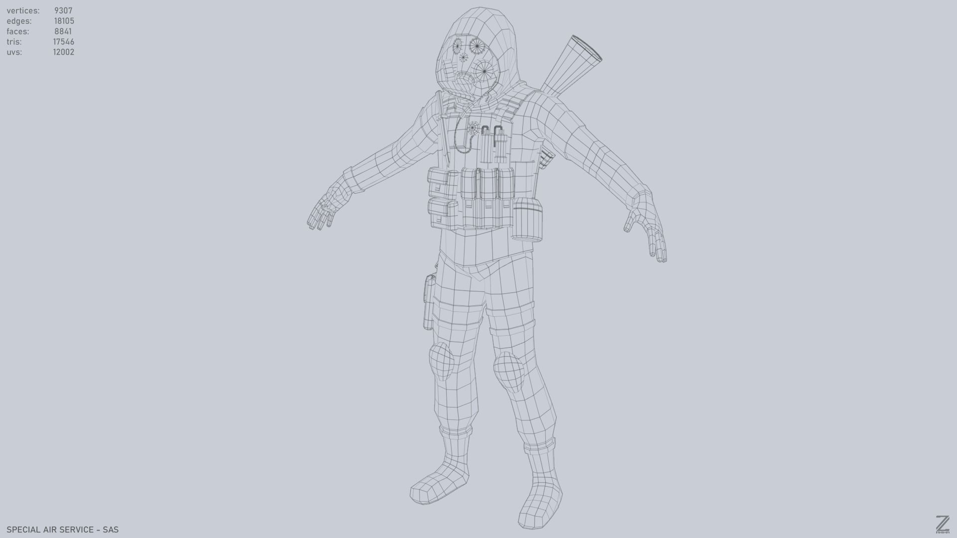 Military SAS Low-poly 3D model_11