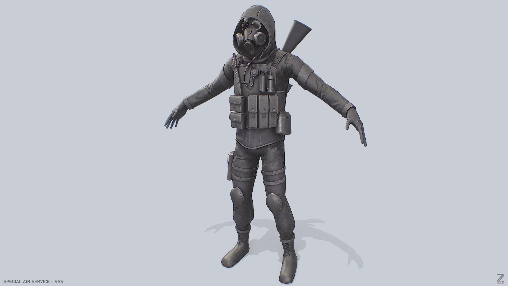 Military SAS Low-poly 3D model_4
