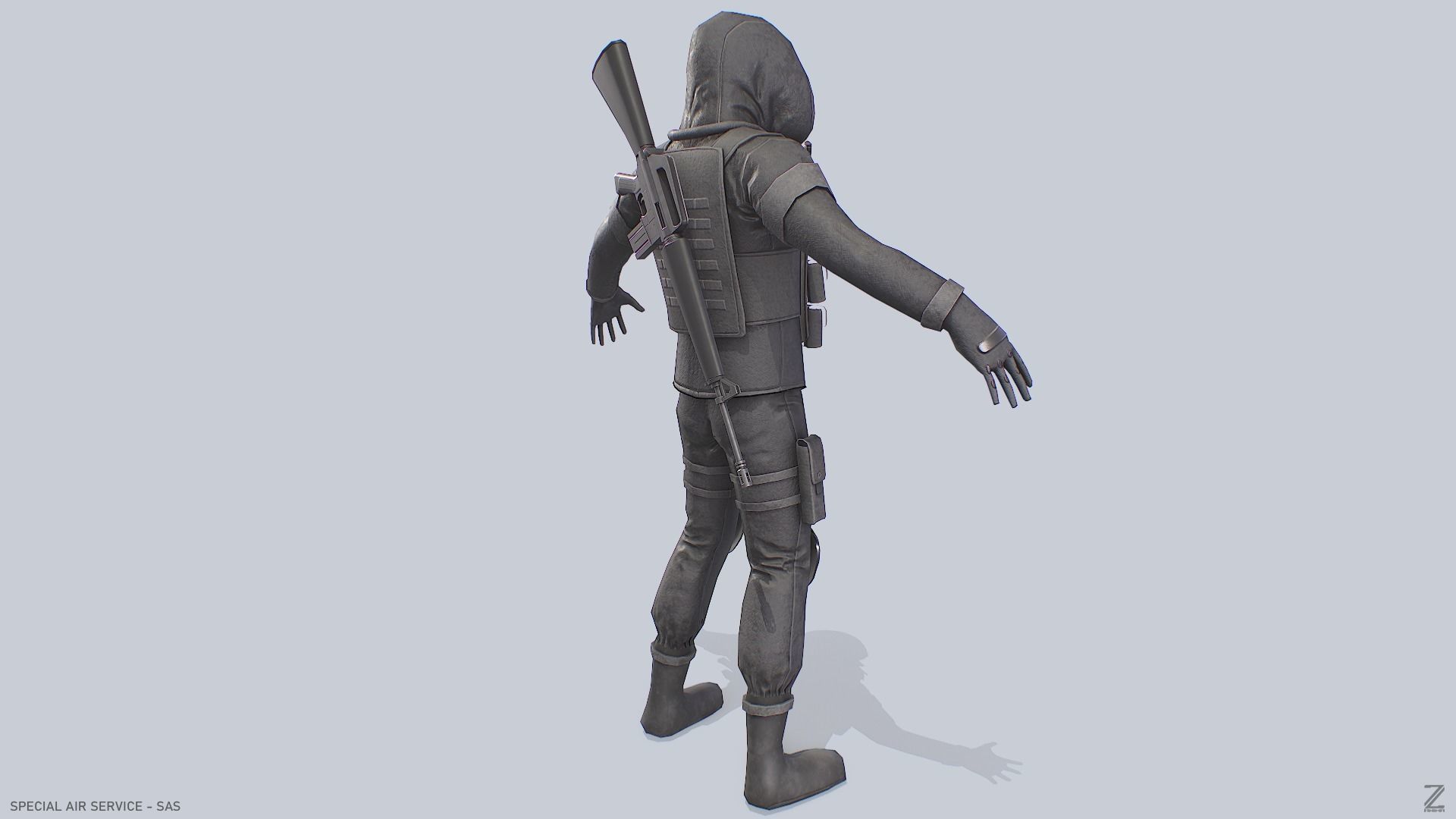 Military SAS Low-poly 3D model_7