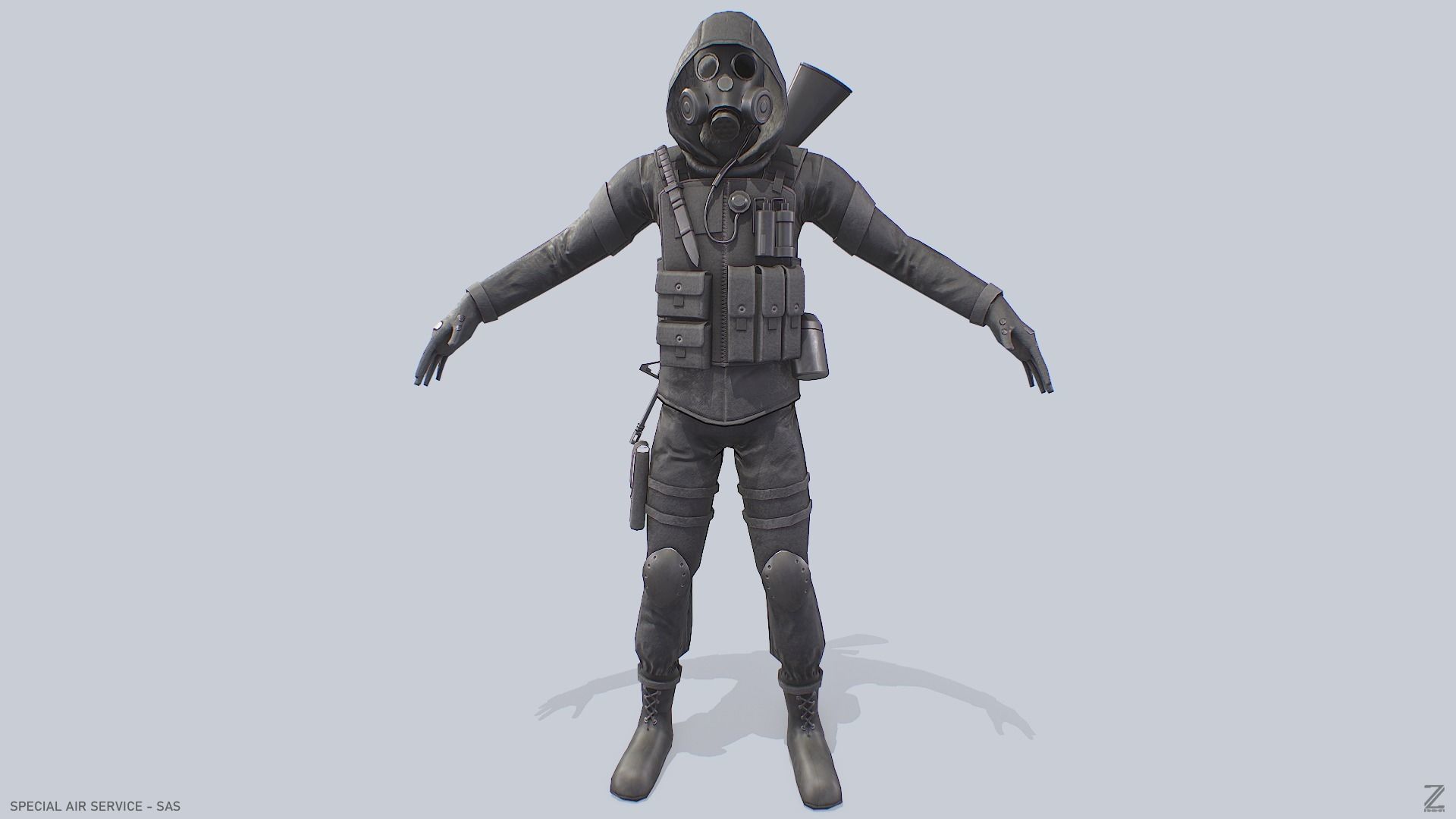 Military SAS Low-poly 3D model_9