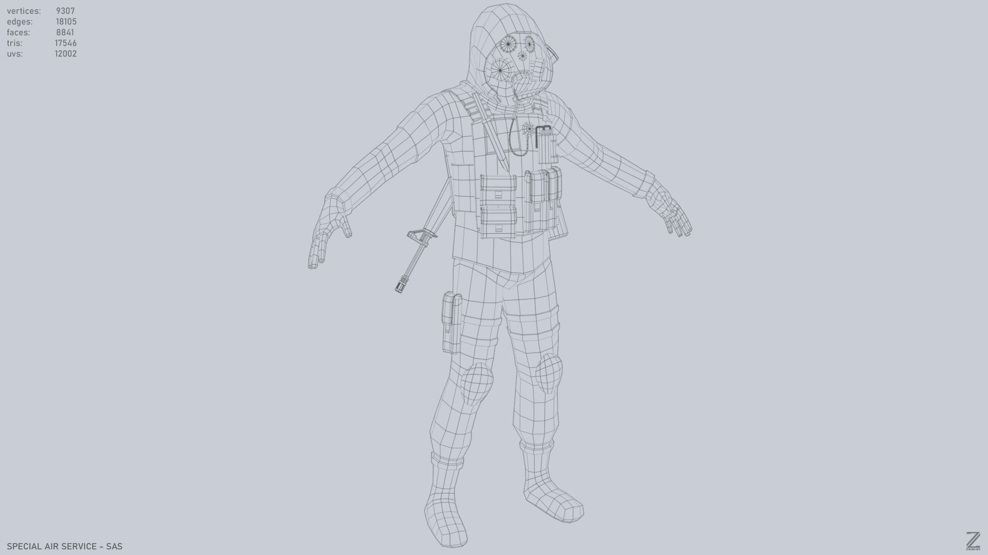 Military SAS Low-poly 3D model_16