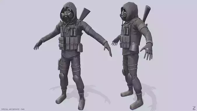 Military SAS Low-poly 3D model