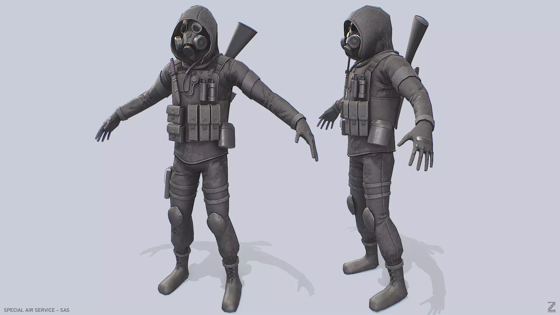Military SAS Low-poly 3D model_0