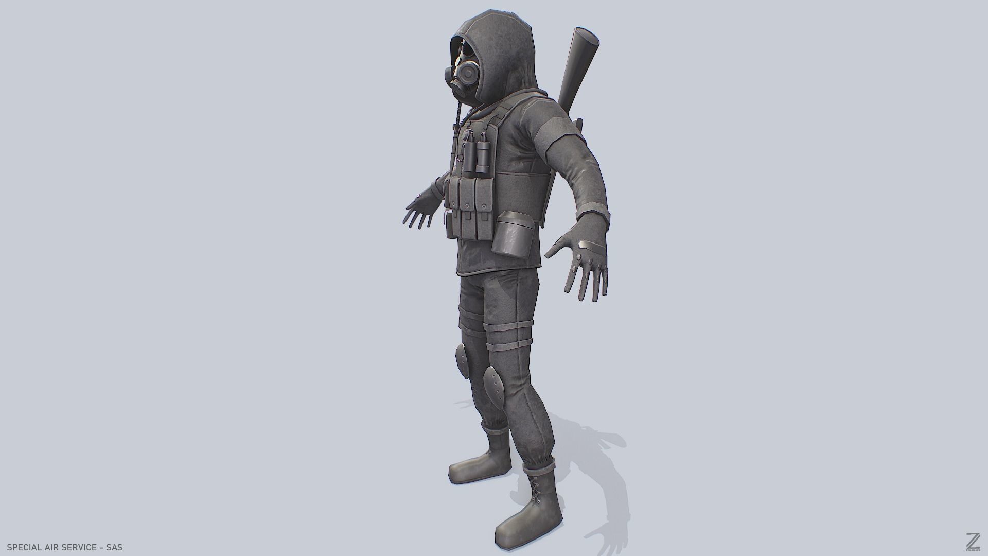 Military SAS Low-poly 3D model_5